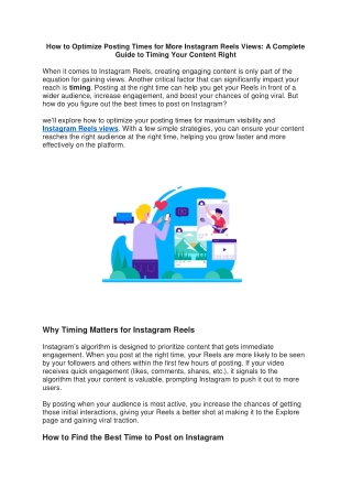 How to Optimize Posting Times for More Instagram Reels Views A Complete Guide to Timing Your Content Right
