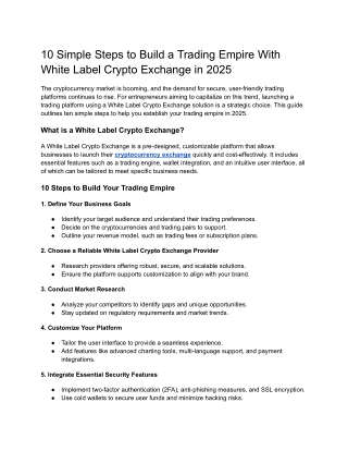 10 Simple Steps to Build a White Label Crypto Exchange