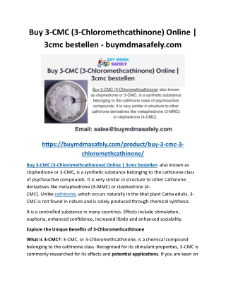 Buy 3-CMC (3-Chloromethcathinone) Online 3cmc bestellen - buymdmasafely