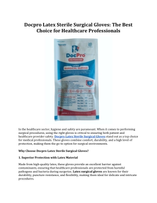 Docpro Latex Sterile Surgical Gloves : Best Choice for Healthcare Professional