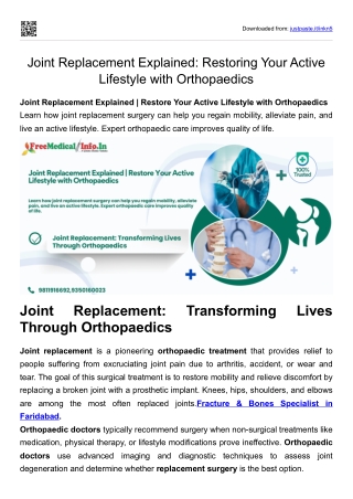 Joint Replacement Explained Restoring Your Active Lifestyle with Orthopaedics