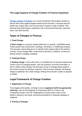 The Legal Aspects of Charge Creation in Finance Explained