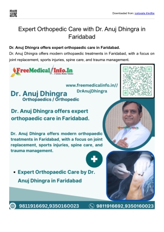 Expert Orthopedic Care with Dr. Anuj Dhingra in Faridabad