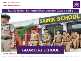 Sainik School Entrance Exam 2025 for Class 6 and 9