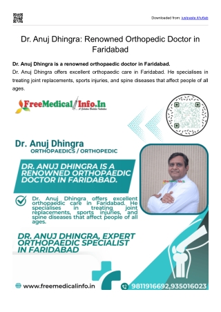Dr. Anuj Dhingra Renowned Orthopedic Doctor in Faridabad