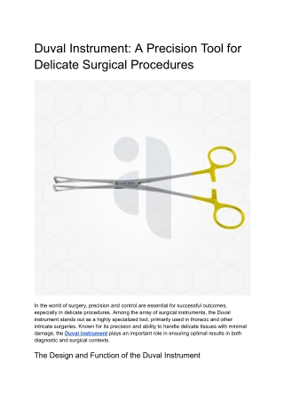 Duval Instrument_ A Precision Tool for Delicate Surgical Procedures