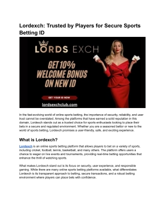 Lordexch_ Trusted by Players for Secure Sports Betting ID