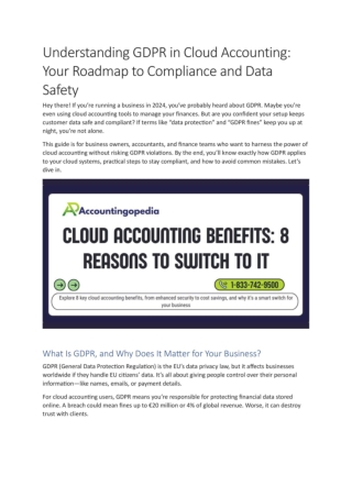 Understanding GDPR in Cloud Accounting: Your Roadmap to Compliance and Data Safe