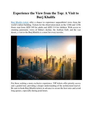 Experience the View from the Top: A Visit to Burj Khalifa