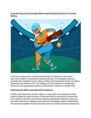 Innosoft Group Unveils Scalable White-Label Sportsbook Solution for Cricket Betting