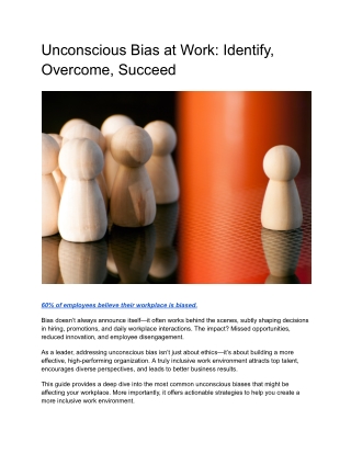 Unconscious Bias at Work_ Identify, Overcome, Succeed