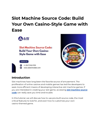 Slot Machine Source Code_ Build Your Own Casino-Style Game with Ease