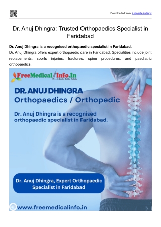 Dr. Anuj Dhingra Trusted Orthopaedics Specialist in Faridabad