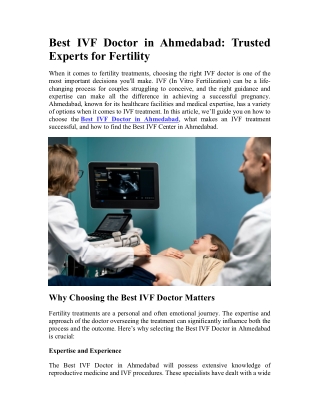 Best IVF Doctor in Ahmedabad