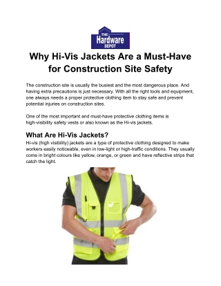 Why Hi-Vis Jackets Are a Must-Have for Construction Site Safety