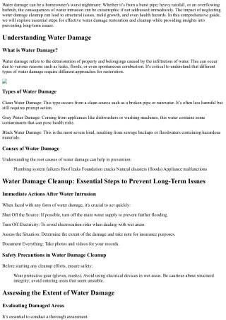 Water Damage Cleanup: Essential Steps to Prevent Long-Term Issues