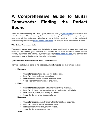 A Comprehensive Guide to Guitar Tonewoods_ Finding the Perfect Sound