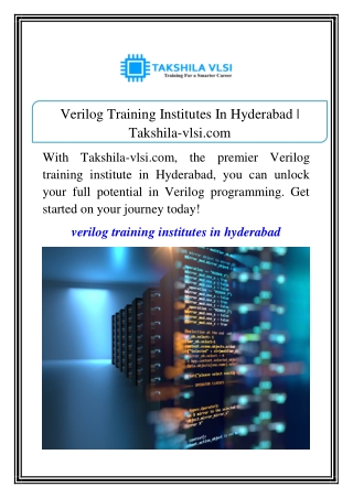 Verilog Training Institutes In Hyderabad | Takshila-vlsi.com