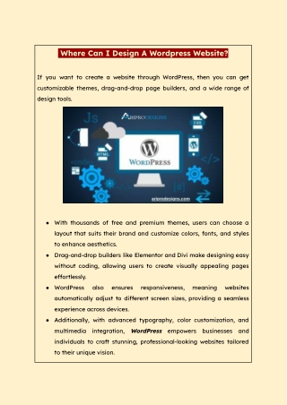Where Can I Design A Wordpress Website?