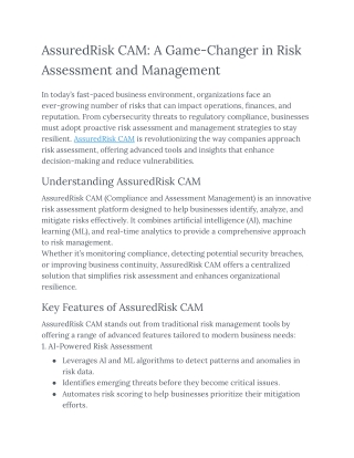 AssuredRisk CAM_ A Game-Changer in Risk Assessment and Management