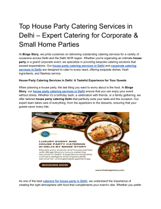 Top House Party Catering Services in Delhi – Expert Catering for Corporate & Sma