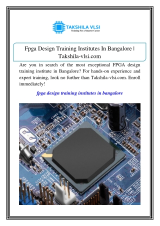 Fpga Design Training Institutes In Bangalore | Takshila-vlsi.com