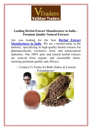 Leading Herbal Extract Manufacturer in India  Premium Quality Natural Extracts