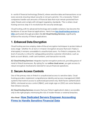How do cloud hosting services improve the security of fintech applications