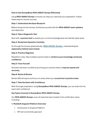 How to Use DumpsBoss MCDDumpsBoss MCD-ASSOC Dumps – Your Exam Success Partner