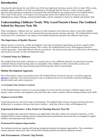 Why Local Parents Choose The Goddard School for Daycare Near Me