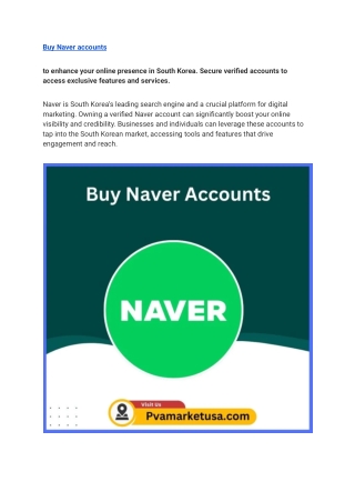 Buy Naver Accounts-100% Safe, Number Verified