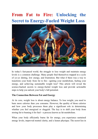 From Fat to Fire -Unlocking the Secret to Energy-Fueled Weight Loss