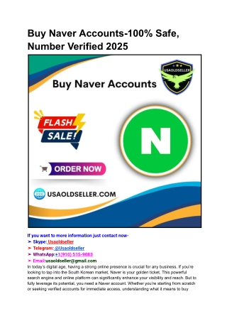 Buy Naver Accounts-100% Safe, Number Verified 2025