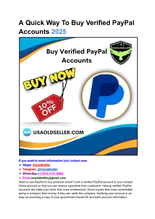 A Quick Way To Buy Verified PayPal Accounts 2025