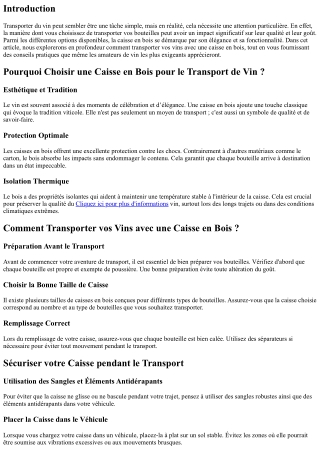 Comment Transporter vos Vins avec une Caisse en Bois ?