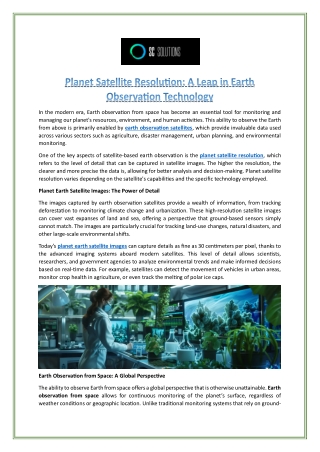 Planet Satellite Resolution - SC Solutions