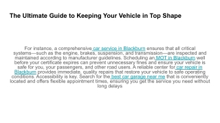 The Ultimate Guide to Keeping Your Vehicle in Top Shape