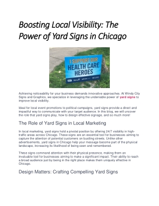 Boosting Local Visibility The Power of Yard Signs in Chicago