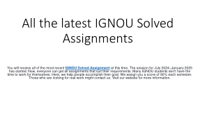 All the latest IGNOU Solved Assignments