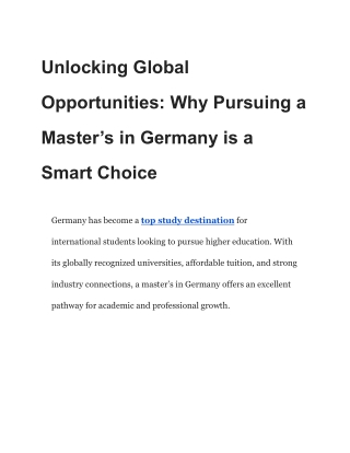 Unlocking Global Opportunities_ Why Pursuing a Master’s in Germany is a Smart Choice