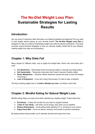 The No-Diet Weight Loss Plan_ Sustainable Strategies for Lasting Results
