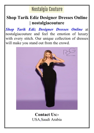 Shop Tarik Ediz Designer Dresses Online  Nostalgiacouture.com