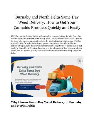 Burnaby and North Delta Same Day Weed Delivery_ How to Get Your Cannabis Products Quickly and Easily