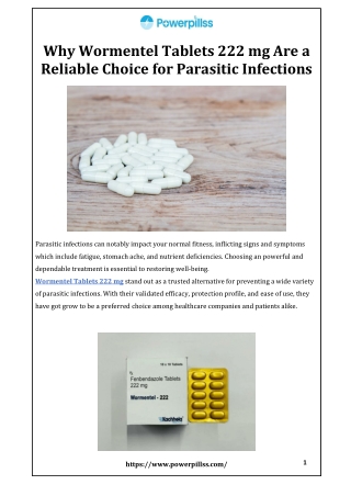 Why Wormentel Tablets 222 mg Are a Reliable Choice for Parasitic Infections