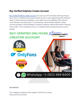 Buy Verified OnlyFans Creator Account