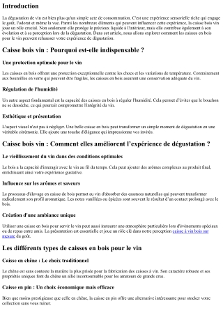 “Caisse bois vin : Comment elles améliorent l’expérience de dégustation ?”