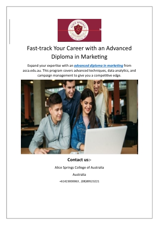 Fast-track Your Career with an Advanced Diploma in Marketing