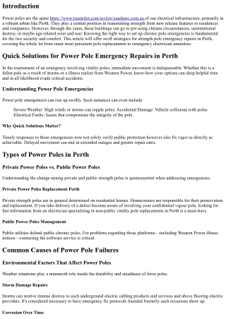 Quick Solutions for Power Pole Emergency Repairs in Perth