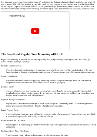 The Benefits of Regular Tree Trimming with LJR