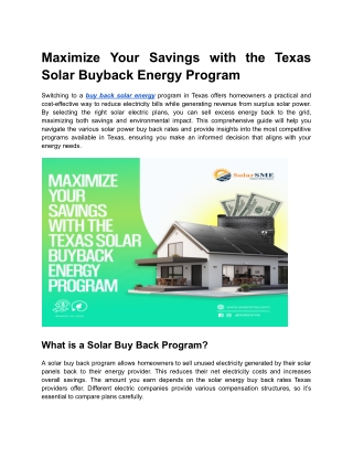 Solar Buyback Energy Program